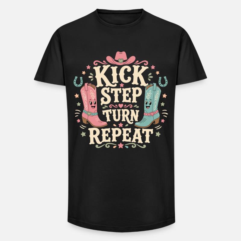 Kick Step Turn Repeat - Long Fit Männer T-Shirt - Schwarz