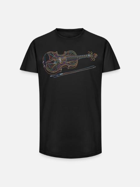 Violin Music Instrument Drawing Art Print - Long Fit Men's T-Shirt - black