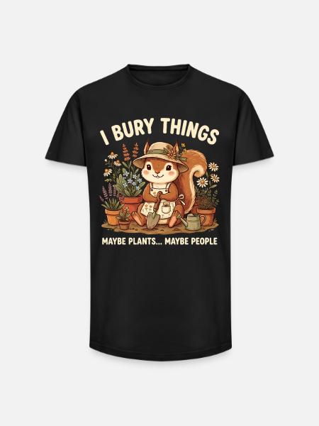 I Bury Things Maybe Plant Squirrel - Long Fit Men's T-Shirt - black