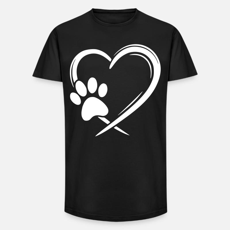Pfote Herz - Long Fit Männer T-Shirt - Schwarz