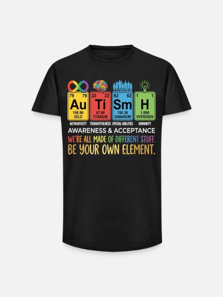 Autism Awareness Chemistry Neurodiversity - Long Fit Men's T-Shirt - black