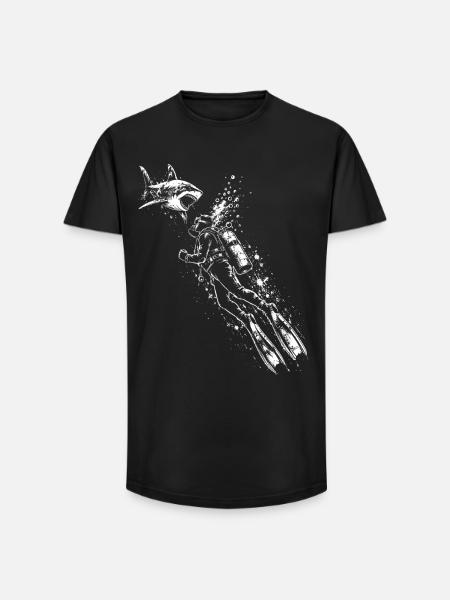 Diver Shark Underwater Shirt - Long Fit Men's T-Shirt - black