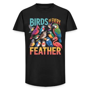Vogel des Oiseaux de Chaque Plume - T-shirt coupe longue homme - noir - Devant - AI Model Male 185 light (185cm)