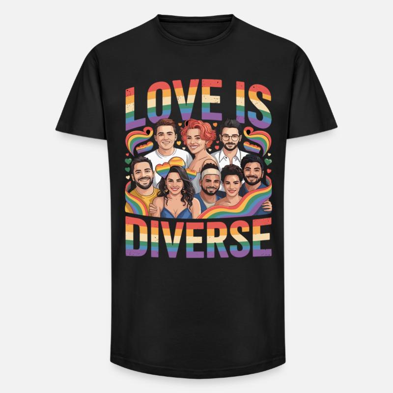 Love Is Diverse Pride Regenbogen - Long Fit Männer T-Shirt - Schwarz