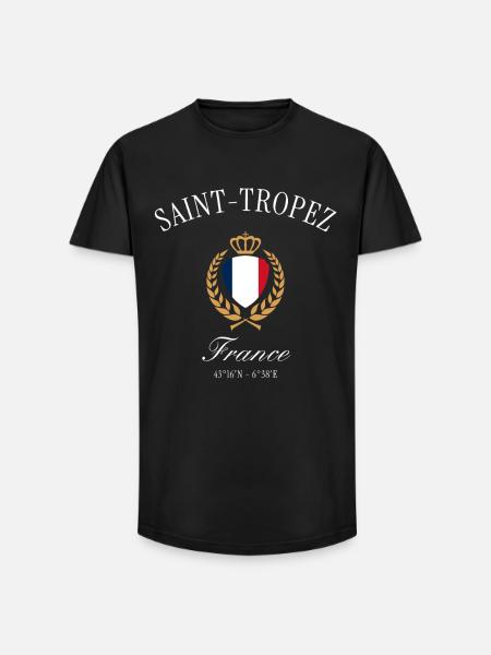 Saint-Tropez Frankreich Wappen Krone – Reise - Long Fit Männer T-Shirt - Schwarz