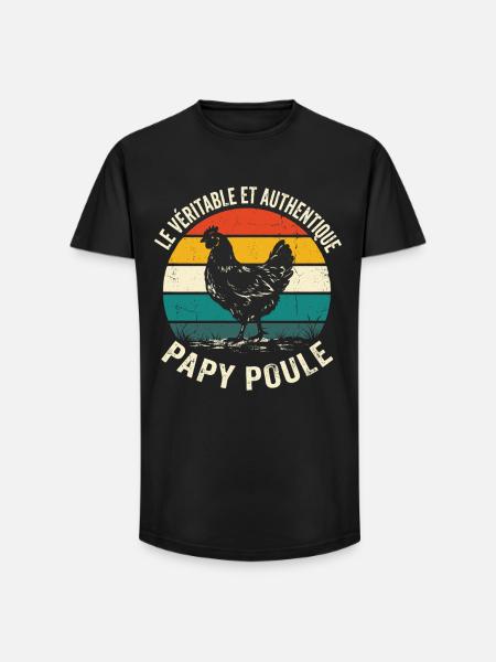 Véritable Et Authentique Papy Poule - T-shirt coupe longue homme - noir