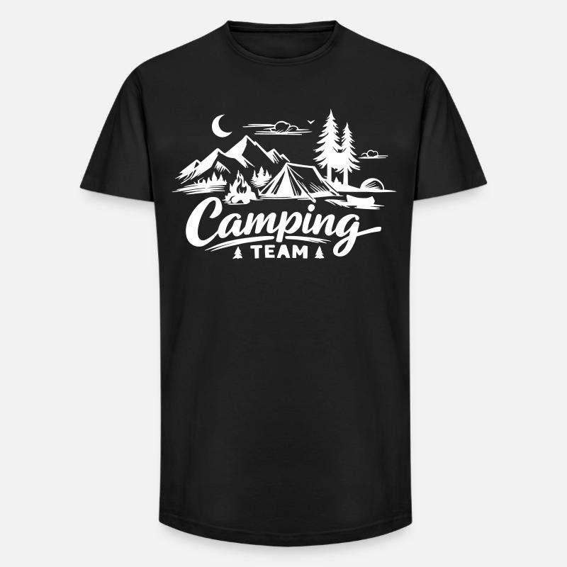Camping Team - Long Fit Männer T-Shirt - Schwarz