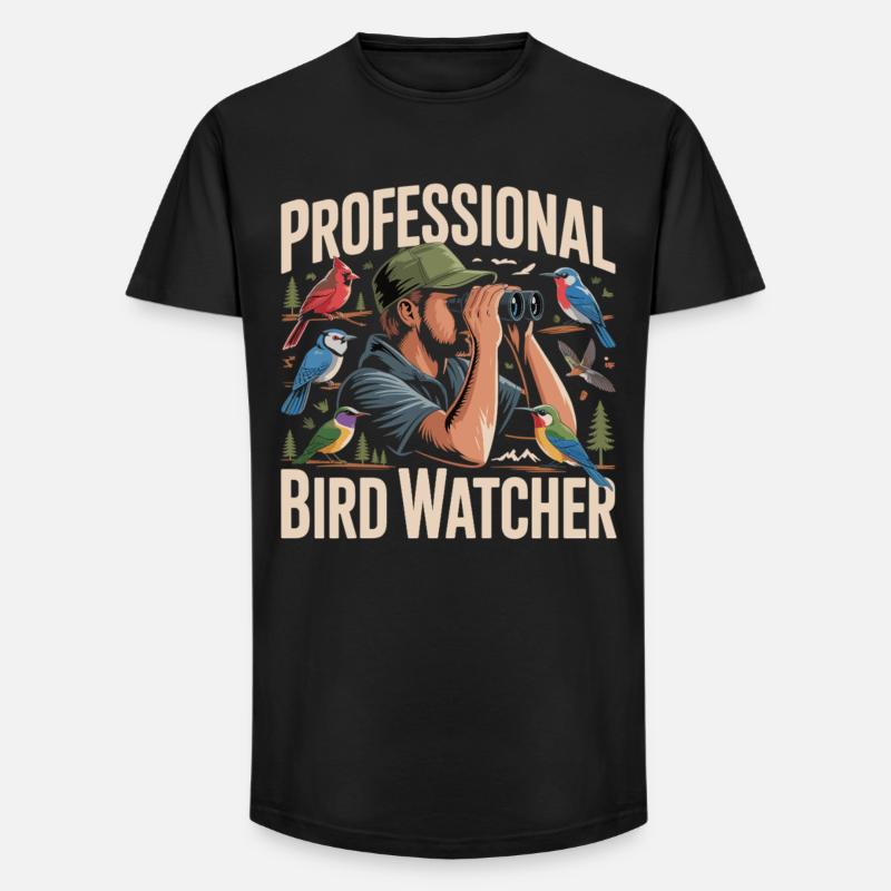 Professional Bird Watcher Vogelbeobachter - Long Fit Männer T-Shirt - Schwarz