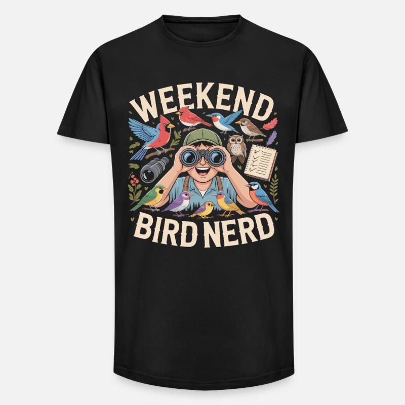 Weekend Bird Nerd Vogelbeobachter - Long Fit Männer T-Shirt - Schwarz