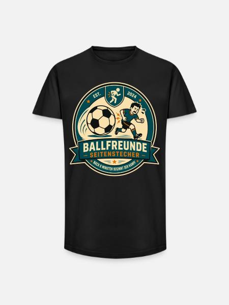 Ballfreunde Seitenstecher - Long Fit Männer T-Shirt - Schwarz