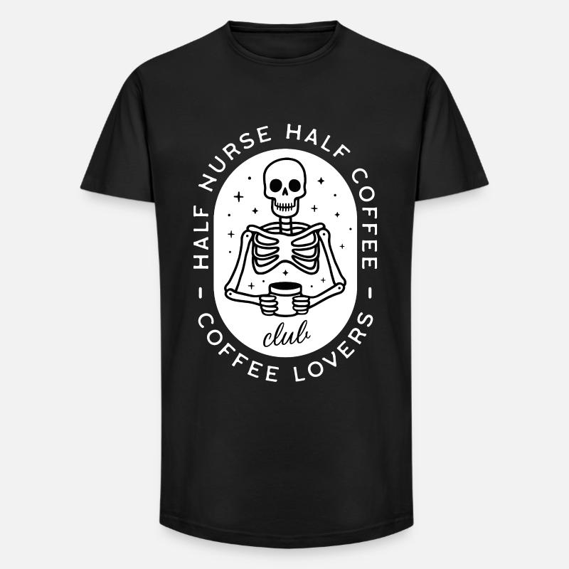 Krankenschwester Kaffee pflegt dunklen Humor-Skelett - Long Fit Männer T-Shirt - Schwarz