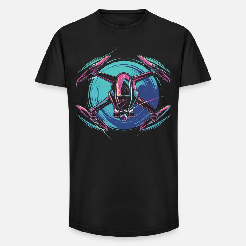 Neon Drohne - Long Fit Männer T-Shirt - Schwarz