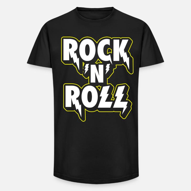 Rock 'N' Roll Lightning 3D-Logo - Long Fit Männer T-Shirt - Schwarz