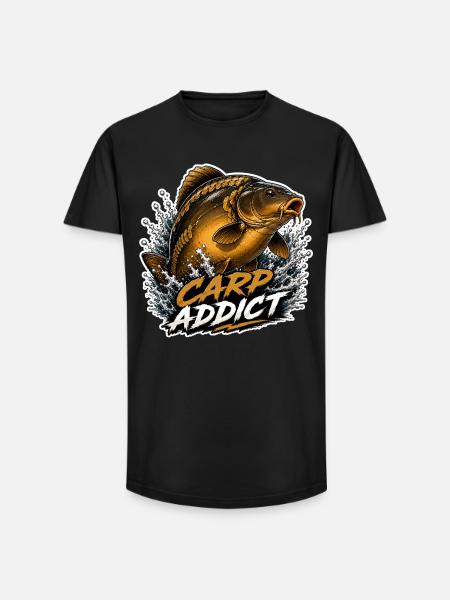 Carp Addict Spiegel Karpfenfischerei-Design - Long Fit Männer T-Shirt - Schwarz