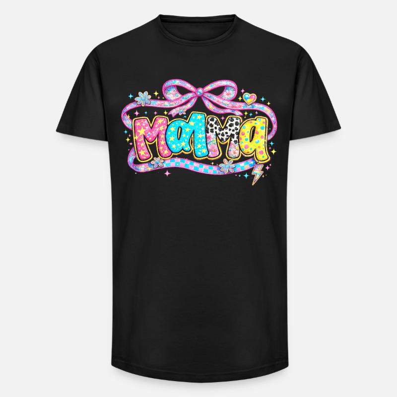 Mama-Geschenk: Retro Mama-Optik und Glitzer - Long Fit Männer T-Shirt - Schwarz