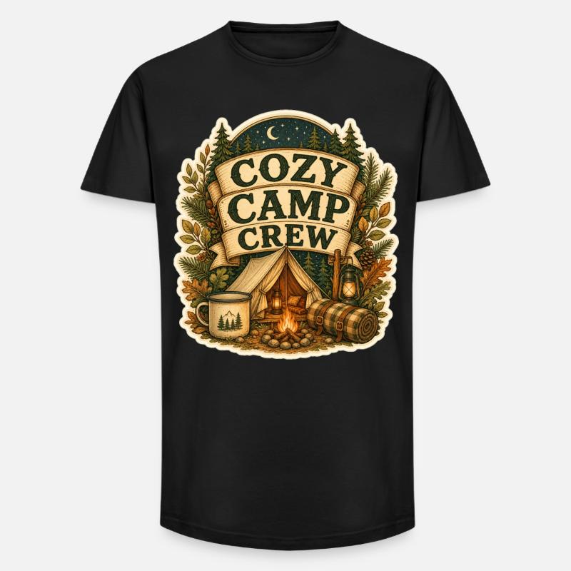 COZY CAMP CREW - Long Fit Männer T-Shirt - Schwarz