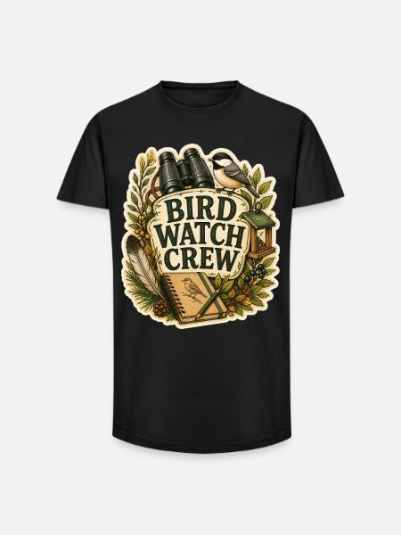 BIRD WATCH CREW Clouds - Long Fit Men's T-Shirt - black