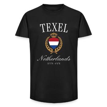 Texel Wappen Krone – Niederlande Reise Souvenir - Long Fit Männer T-Shirt - Schwarz - Vorne - AI Model Male 185 light (185cm)