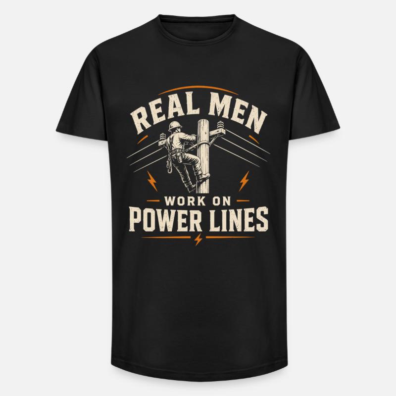 Electrician Engineer Technology Cable Design - Long Fit Men's T-Shirt - black