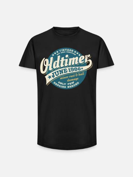 Oldtimer June 1986 | Birthday Gift - Long Fit Men's T-Shirt - black
