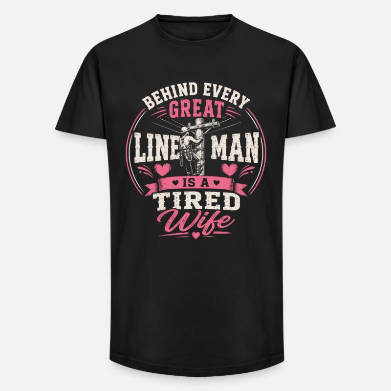 Lineman Love Cable Electricity Technology - Long Fit Men's T-Shirt - black