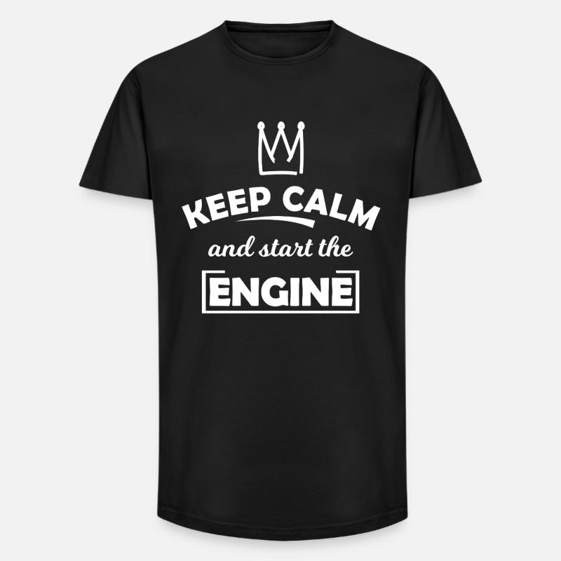 Keep Calm and Start the Engine - Long Fit Männer T-Shirt - Schwarz
