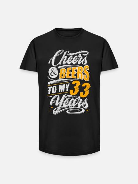 33e anniversaire - T-shirt coupe longue homme - noir