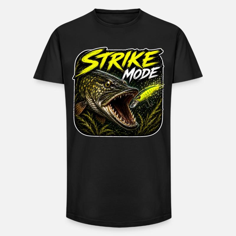 Strike-Mode Hechtfischerei-Design - Long Fit Männer T-Shirt - Schwarz