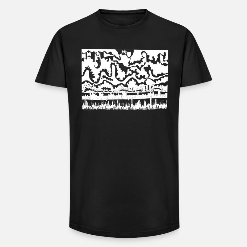 Waldrand - Long Fit Männer T-Shirt - Schwarz
