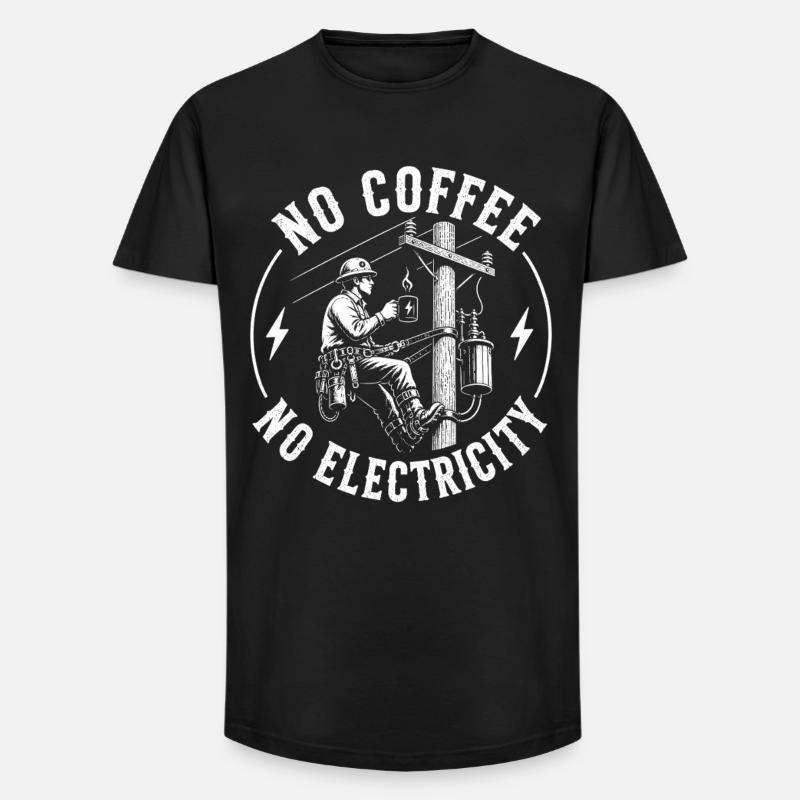 Pas d’alimentation sans café - T-shirt coupe longue homme - noir