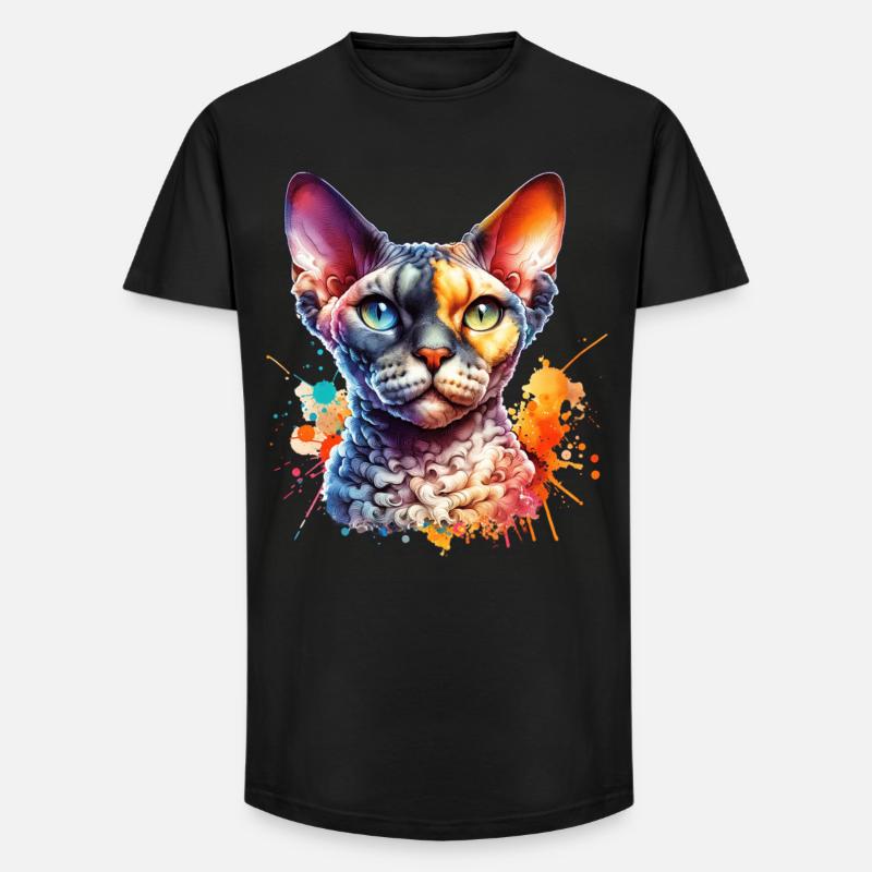Devon Rex Motif - Long Fit Men's T-Shirt - black
