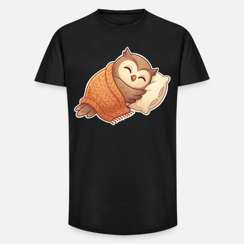 Eule Schlafen - Long Fit Männer T-Shirt - Schwarz