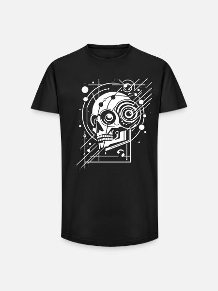 Cybernetic Skull Geometry - Long Fit Men's T-Shirt - black