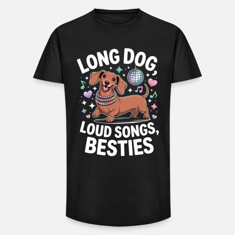 Dackel Disco - Long Fit Männer T-Shirt - Schwarz