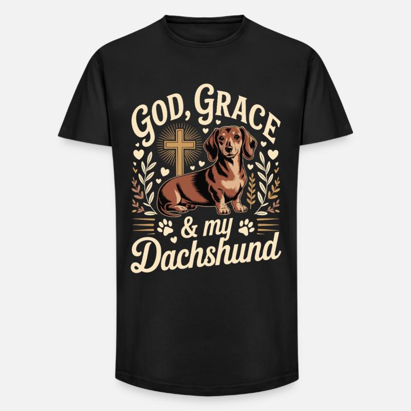 God Grace Dackel - Long Fit Männer T-Shirt - Schwarz
