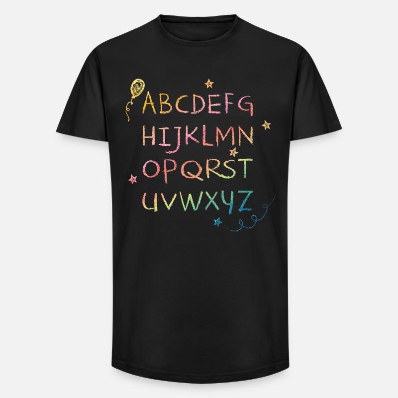 Regenbogen Kreide-Alphabet mit Sternchen - Long Fit Männer T-Shirt - Schwarz