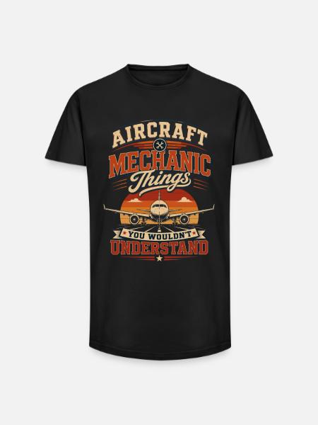 Flugzeugwartung Instandhaltung Luftfahrt Technik - Long Fit Männer T-Shirt - Schwarz