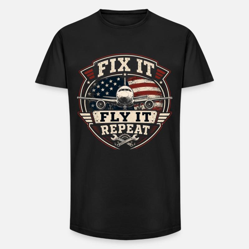 Luftfahrt Wartung Flugzeug Technik Profi - Long Fit Männer T-Shirt - Schwarz