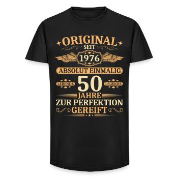 Original seit 1976 - Einmalig 50. Geburtstag - Long Fit Männer T-Shirt - Schwarz - Vorne - AI Model Male 185 light (185cm)