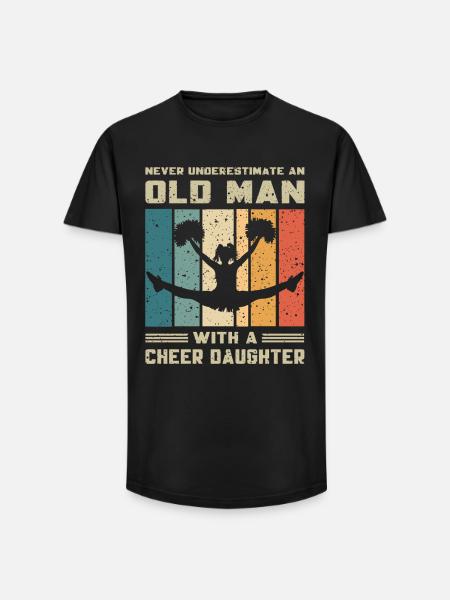 Dad - Old man with cheerleader daughter - Long Fit Men's T-Shirt - black