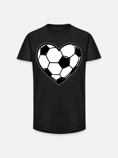 Herzball Fußball-Liebe - Long Fit Männer T-Shirt - Schwarz