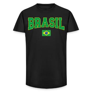 Brasil Block Letters with Flag - Long Fit Men's T-Shirt - black - Front - AI Model Male 185 light (185cm)