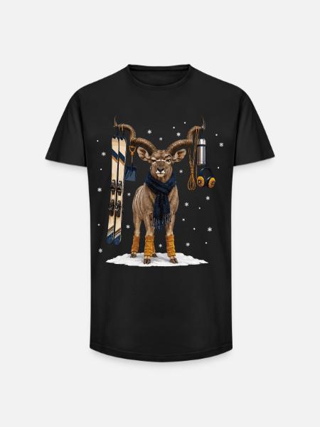 Funny kudu on winter vacation - Long Fit Men's T-Shirt - black