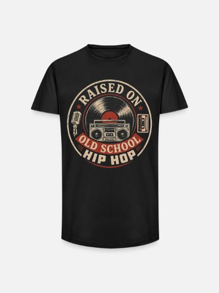 Opgegroeid met Old School Hip Hop | Retro Muziek - Heren T-shirt met lange pasvorm - zwart