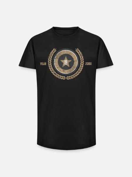 Retro Star T-Shirt 18th Birthday 2008 - Long Fit Men's T-Shirt - black