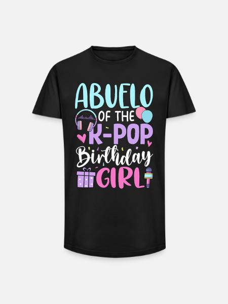 Abuelo de la fille d’anniversaire K-Pop - T-shirt coupe longue homme - noir