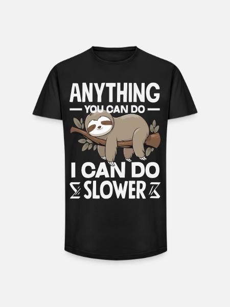 Lustiges Faultier Geschenk - Long Fit Männer T-Shirt - Schwarz