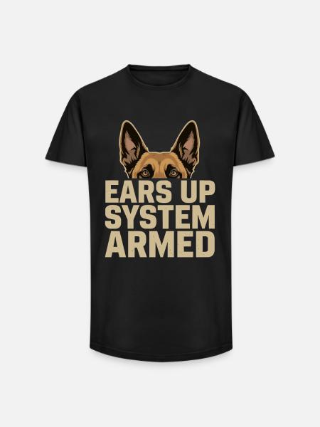 Ears Up System Armed Belgian Malinois - Long Fit Men's T-Shirt - black