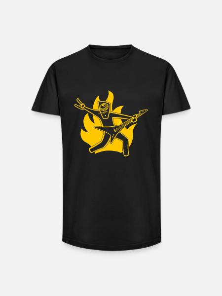Guitariste en feu - T-shirt coupe longue homme - noir