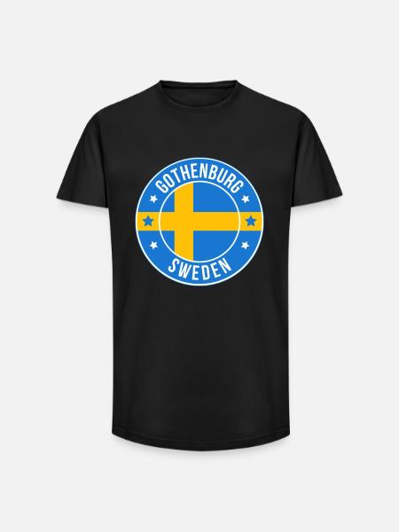 Gothenburg Sweden Circular Flag Patch - Long Fit Men's T-Shirt - black